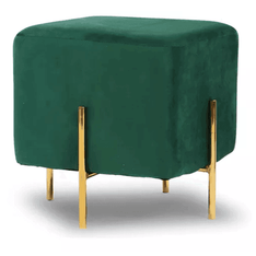 Wooden Twist Luxury Velvet Square Foot Stool Ottoman Pouf - Plush and Stylish Home Decor Accent - WoodenTwist