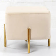 Wooden Twist Luxury Velvet Square Foot Stool Ottoman Pouf - Plush and Stylish Home Decor Accent - WoodenTwist
