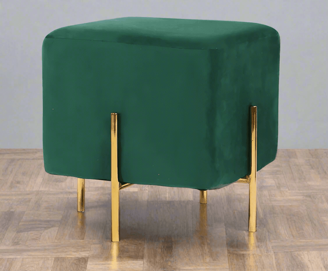 Wooden Twist Luxury Velvet Square Foot Stool Ottoman Pouf - Plush and Stylish Home Decor Accent - WoodenTwist