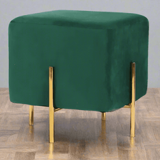 Wooden Twist Luxury Velvet Square Foot Stool Ottoman Pouf - Plush and Stylish Home Decor Accent - WoodenTwist