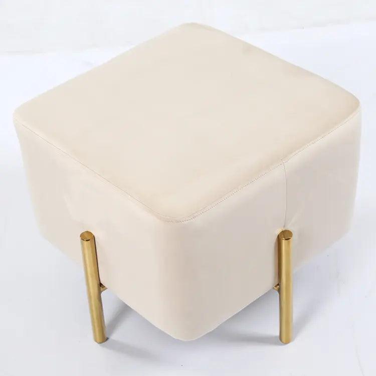 Wooden Twist Luxury Velvet Square Foot Stool Ottoman Pouf - Plush and Stylish Home Decor Accent - WoodenTwist