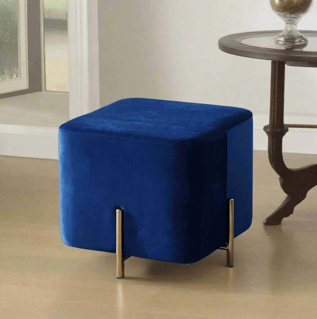 Wooden Twist Luxury Velvet Square Foot Stool Ottoman Pouf - Plush and Stylish Home Decor Accent - WoodenTwist