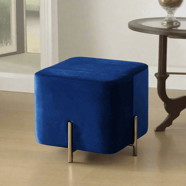Wooden Twist Luxury Velvet Square Foot Stool Ottoman Pouf - Plush and Stylish Home Decor Accent - WoodenTwist