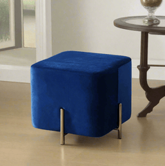 Wooden Twist Luxury Velvet Square Foot Stool Ottoman Pouf - Plush and Stylish Home Decor Accent