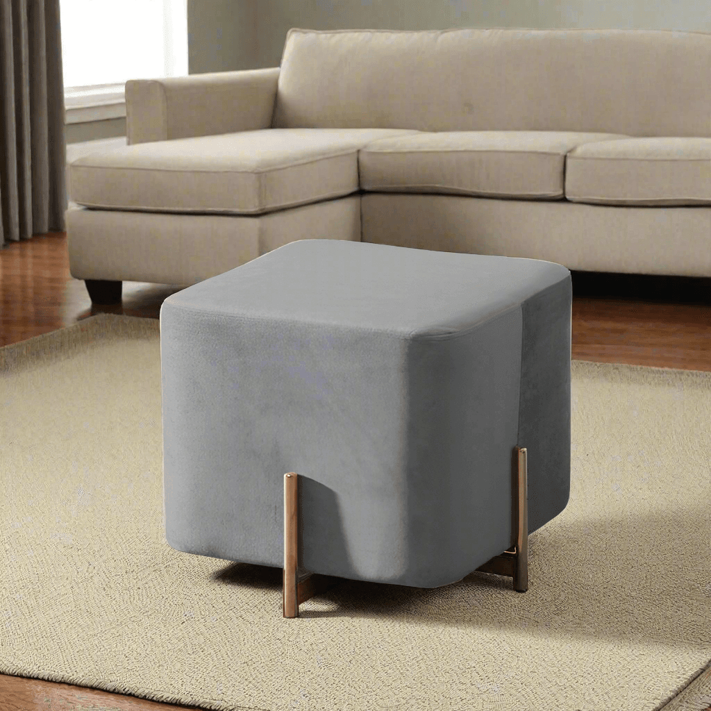 Wooden Twist Luxury Velvet Square Foot Stool Ottoman Pouf - Plush and Stylish Home Decor Accent - WoodenTwist