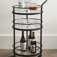 Iron Bar Cart with Glass Shelves