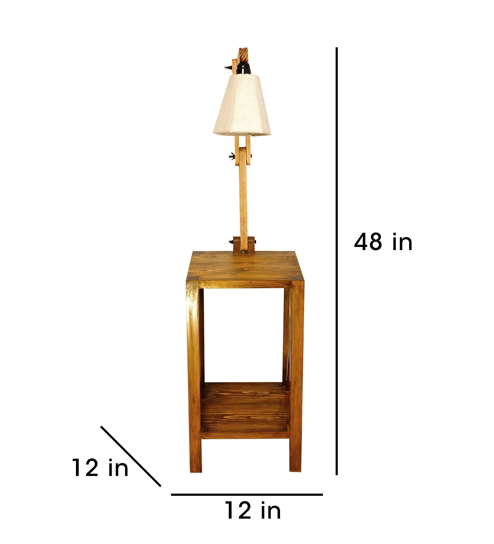 Maurice Wooden Floor Lamp with Brown Base and Jute Fabric Lampshade - WoodenTwist