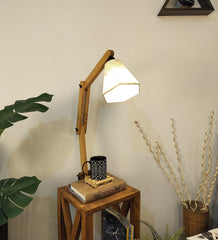 Maurice Wooden Floor Lamp with Brown Base and Jute Fabric Lampshade - WoodenTwist