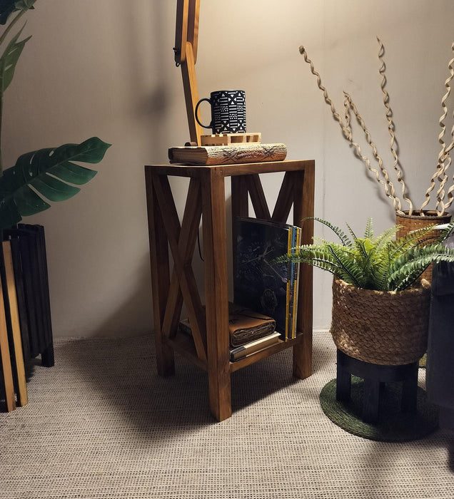 Maurice Wooden Floor Lamp with Brown Base and Jute Fabric Lampshade - WoodenTwist