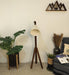 Melman Wooden Floor Lamp with Brown Base and Beige Fabric Lampshade - WoodenTwist