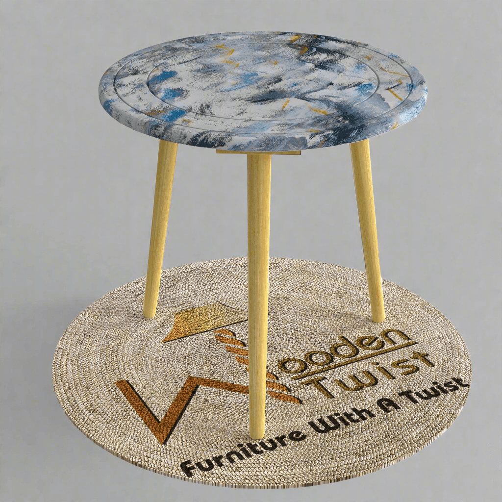 Wooden Twist Malin Solid Wood Round End Table with Natural Legs - WoodenTwist