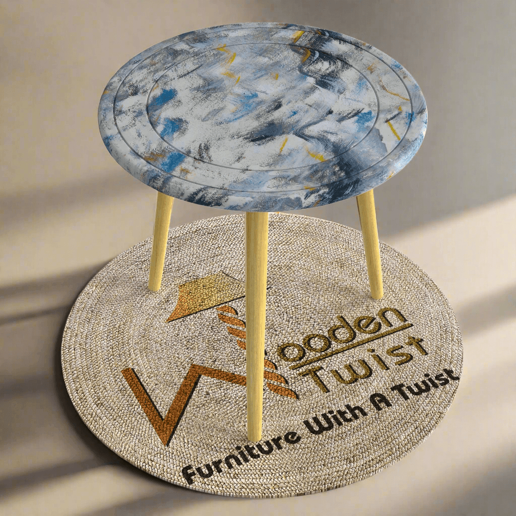 Wooden Twist Malin Solid Wood Round End Table with Natural Legs - WoodenTwist