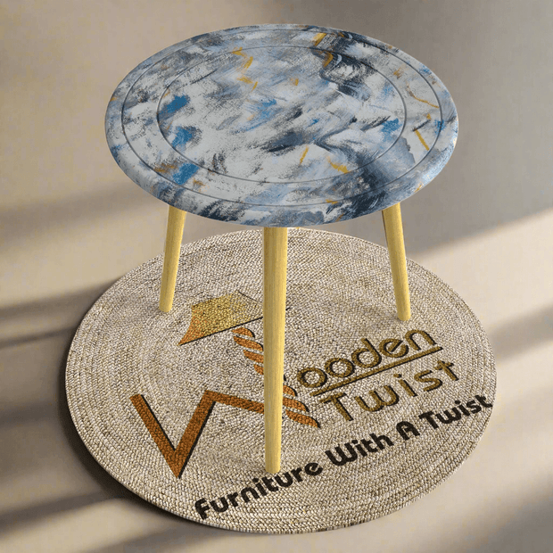 Wooden Twist Malin Solid Wood Round End Table with Natural Legs - WoodenTwist