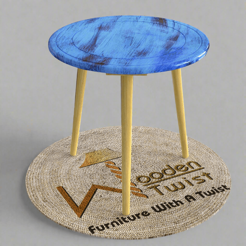 Wooden Twist Malin Solid Wood Round End Table with Natural Legs - WoodenTwist