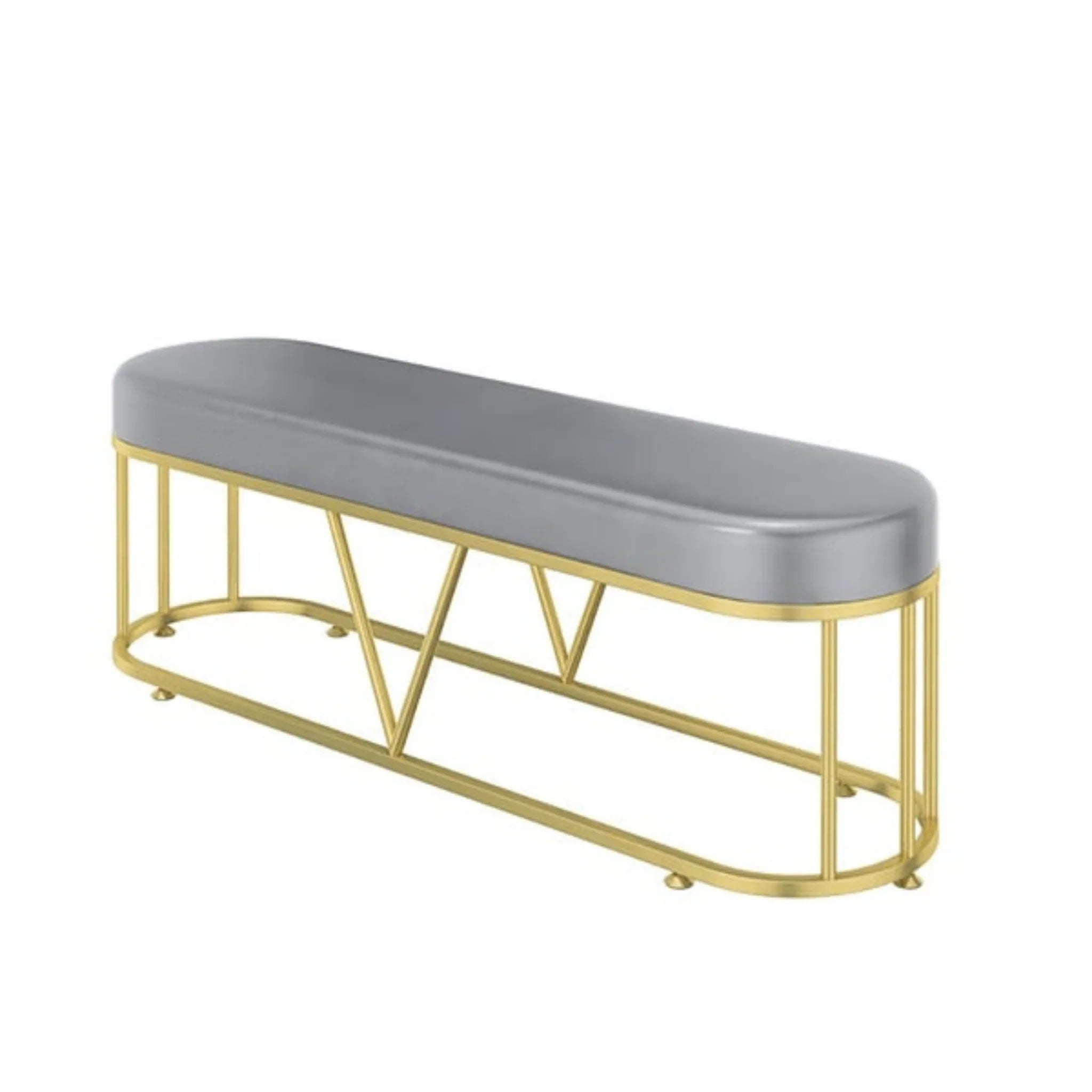 Minimalist Grey and Gold Accent Bench