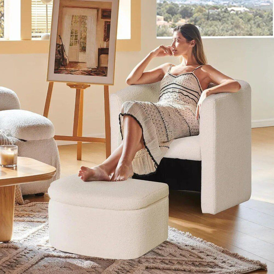 Sleek white boucle