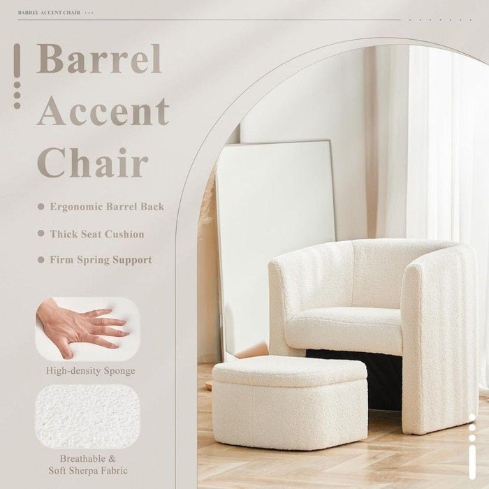 Curved Arms Barrel Accent Chair
