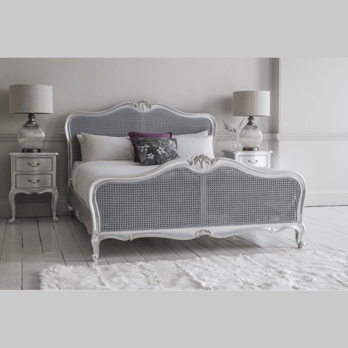 Teak wood and cane king size bed
