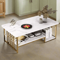 Wooden Twist Eclavon Stylish Zigzag Design Rectangular Coffee Table with Marble-Like Finish - WoodenTwist