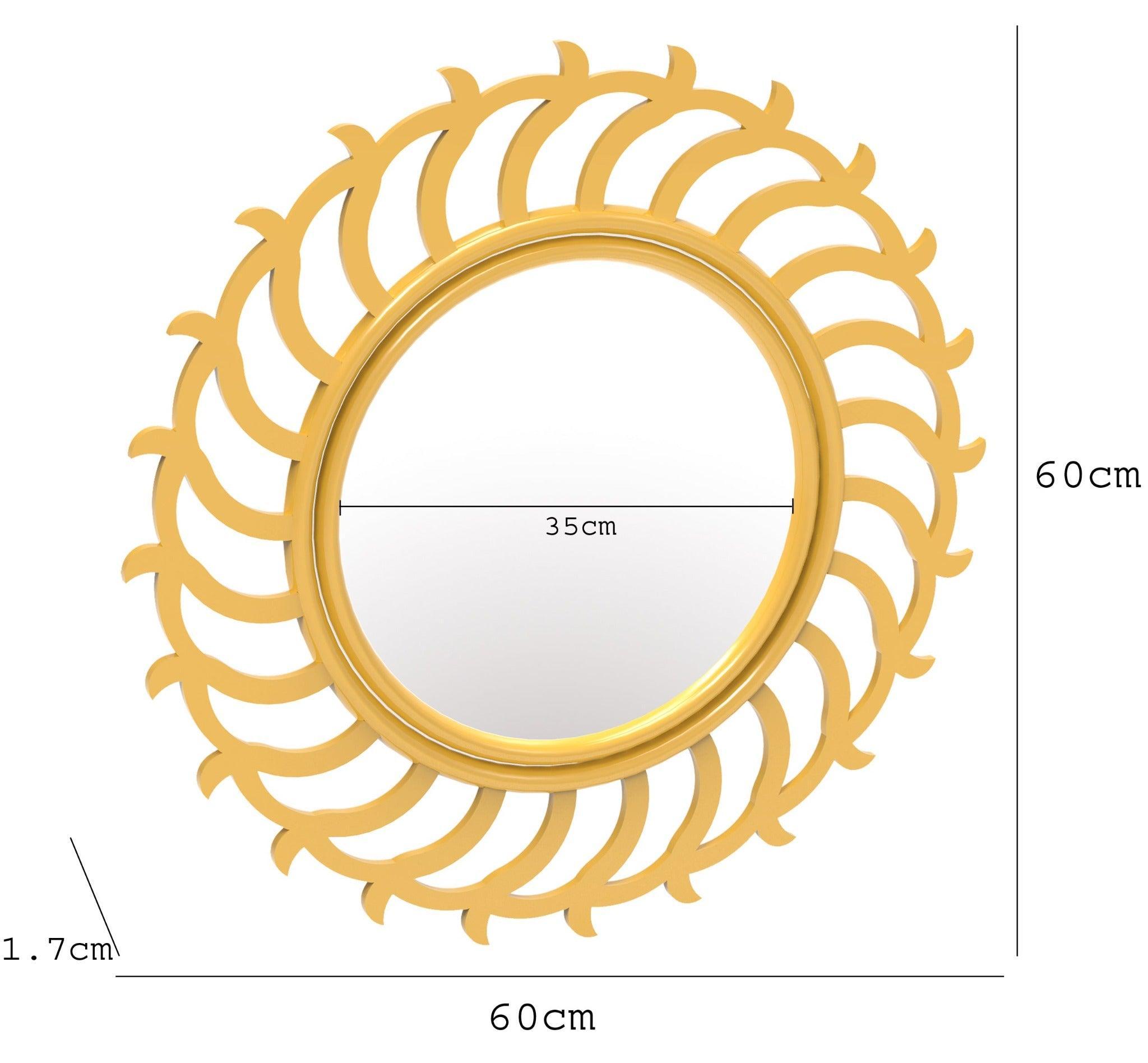 Wooden Twist Modern Sun Rays Wooden Wall Mirror