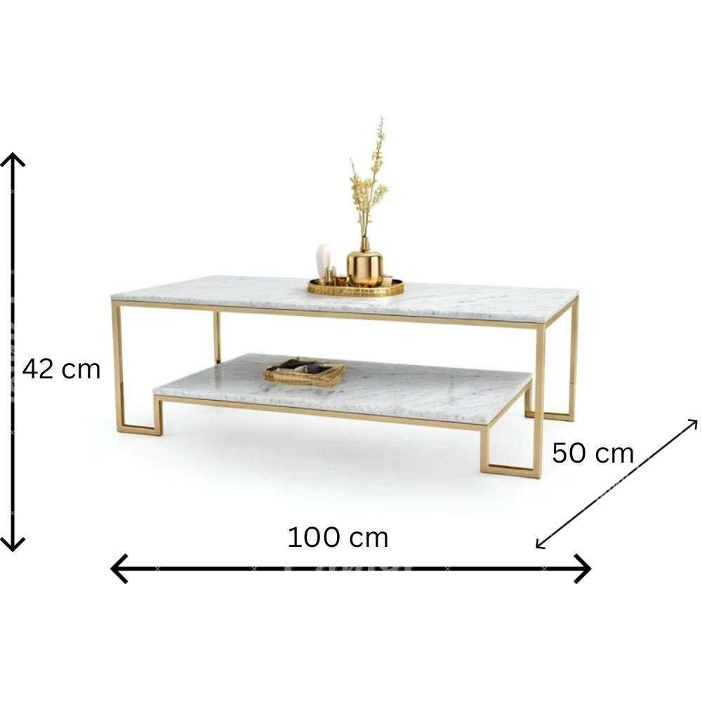 Wooden Twist Nuvora Stylish 1-Tier Coffee Table with Marble-Like Finish Modern & Elegant for Living Room