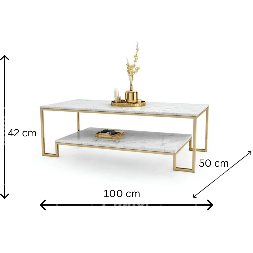 Wooden Twist Nuvora Stylish 1-Tier Coffee Table with Marble-Like Finish Modern & Elegant for Living Room - WoodenTwist