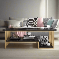 Wooden Twist Eclavon Stylish Zigzag Design Rectangular Coffee Table with Marble-Like Finish Modern & Elegant for Living Room 