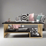 Wooden Twist Eclavon Stylish Zigzag Design Rectangular Coffee Table with Marble-Like Finish Modern & Elegant for Living Room 