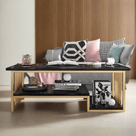 Wooden Twist Eclavon Stylish Zigzag Design Rectangular Coffee Table with Marble-Like Finish Modern & Elegant for Living Room 
