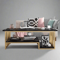 Wooden Twist Eclavon Stylish Zigzag Design Rectangular Coffee Table with Marble-Like Finish Modern & Elegant for Living Room 
