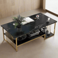 Wooden Twist Eclavon Stylish Zigzag Design Rectangular Coffee Table with Marble-Like Finish Modern & Elegant for Living Room 