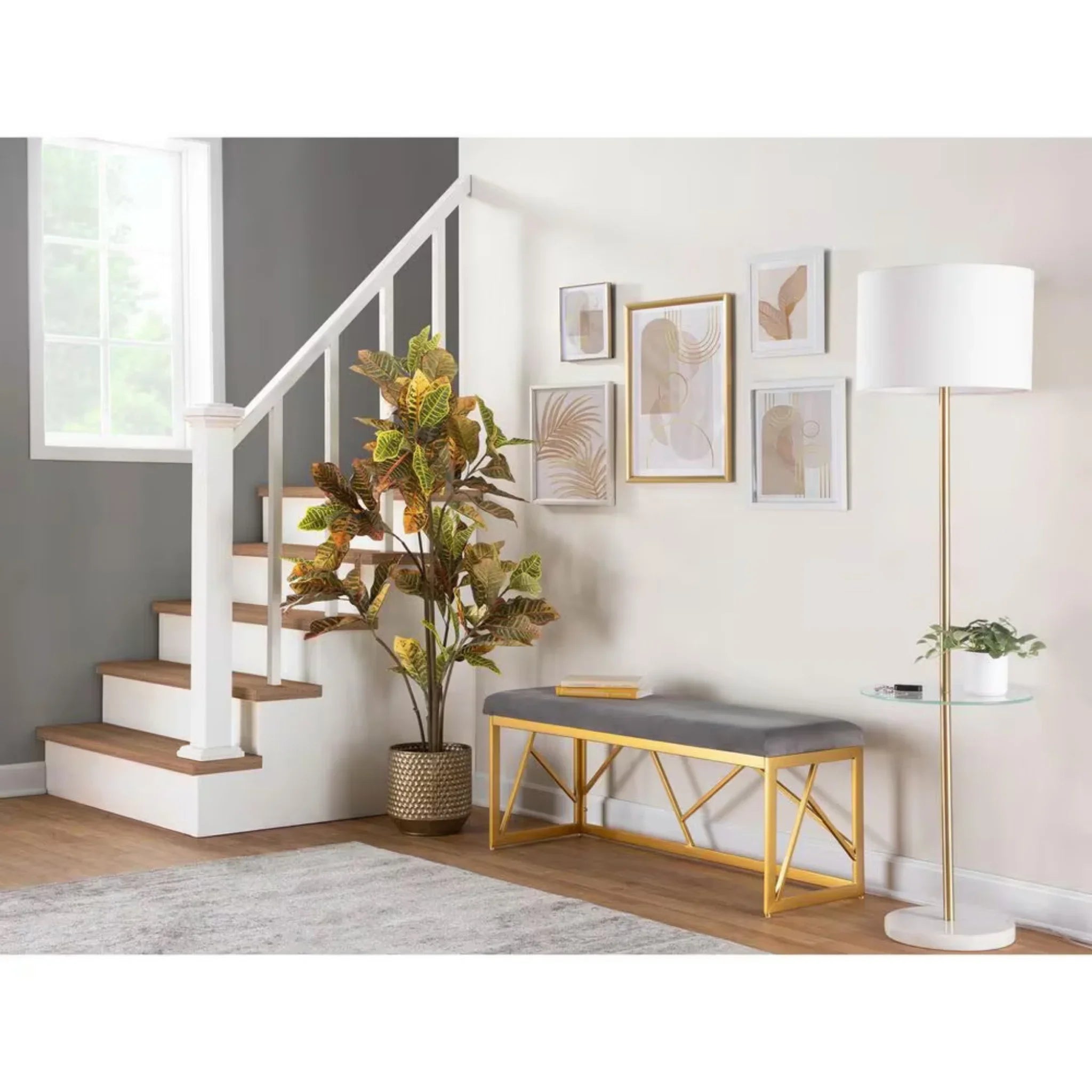 Modern Gold Frame Bench 