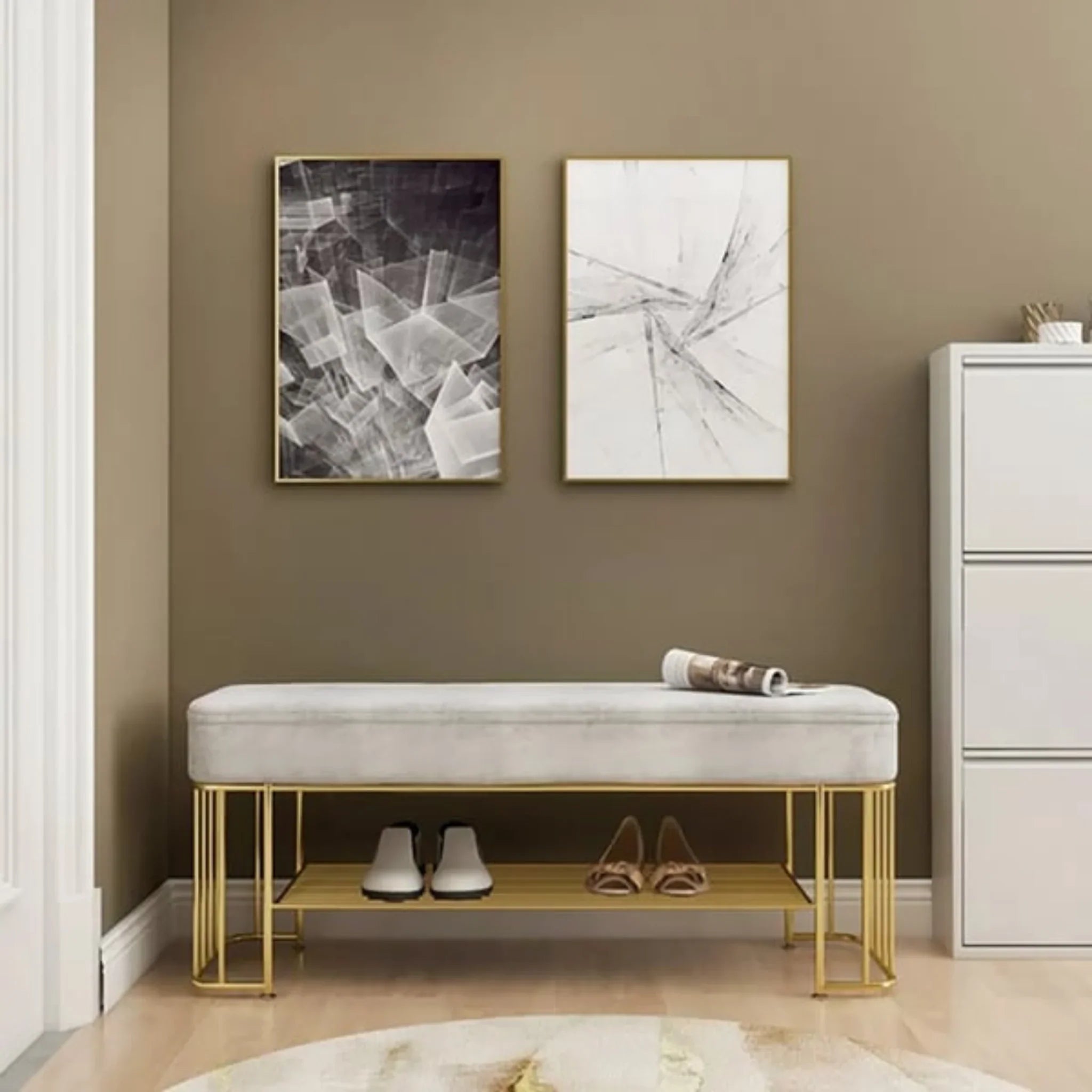 Modern Gold Shoe Bench 