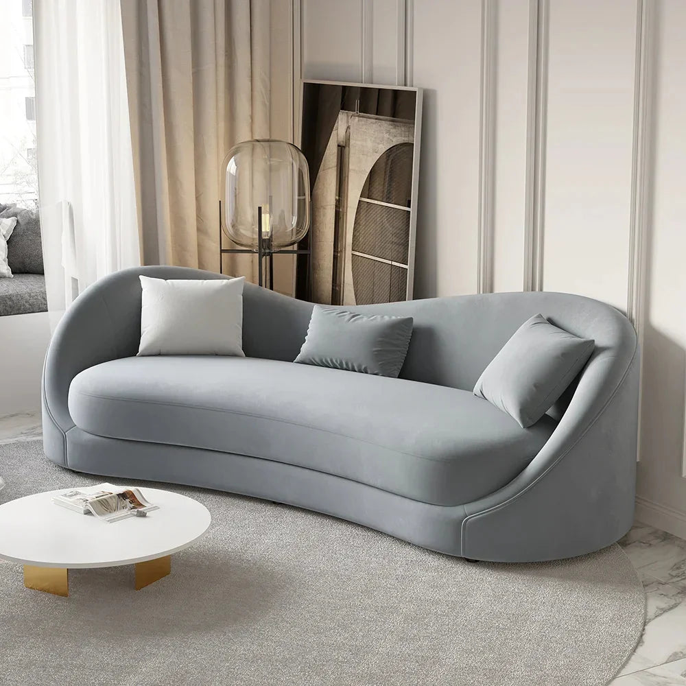 Wooden Twist Mwyrx Modern 3-Setare Sofa Couch with Curved Backrest - WoodenTwist
