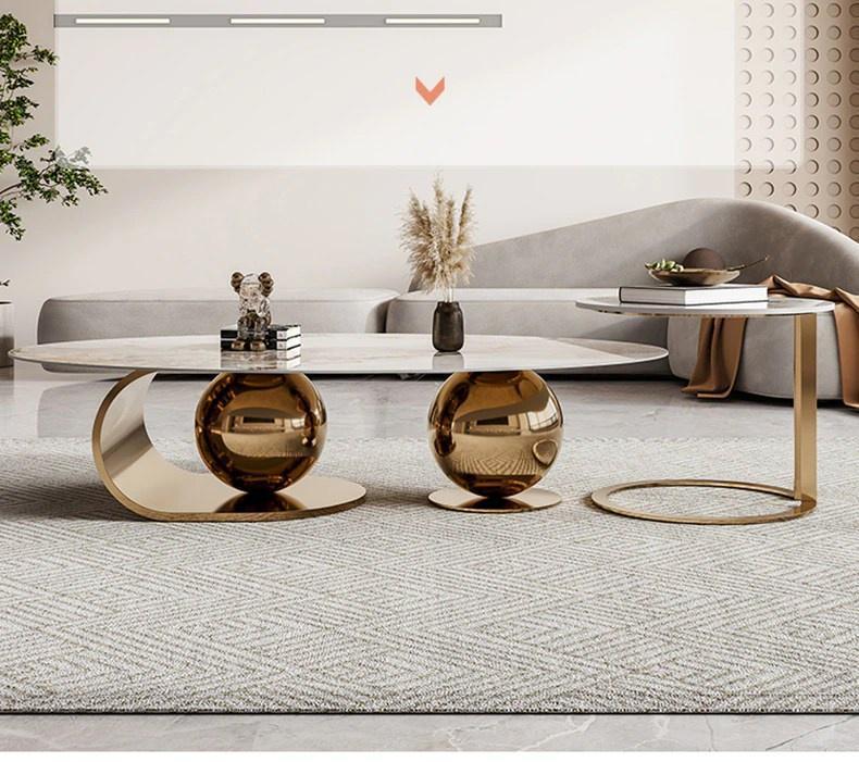 Oval Frame Centre Tables with Marble Top