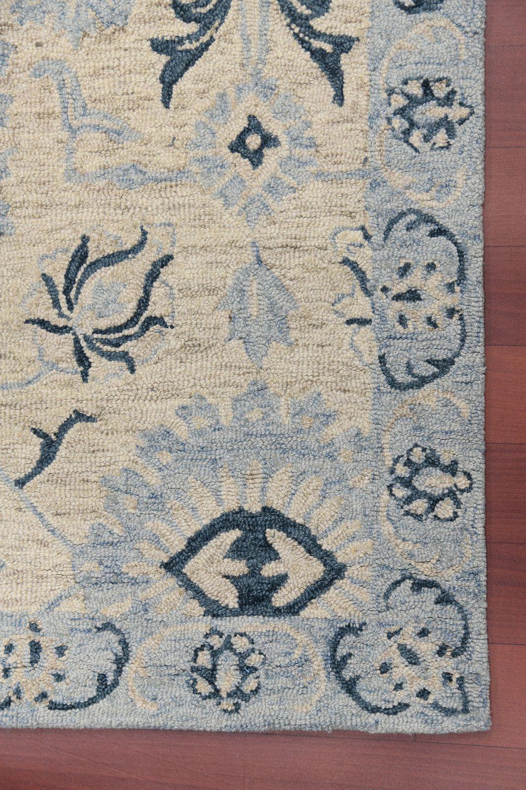 Carpet Light Blue Wool Romania Hand-Tufted - WoodenTwist