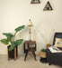 Noel Wooden Floor Lamp with Brown Base and Jute Fabric Lampshade - WoodenTwist