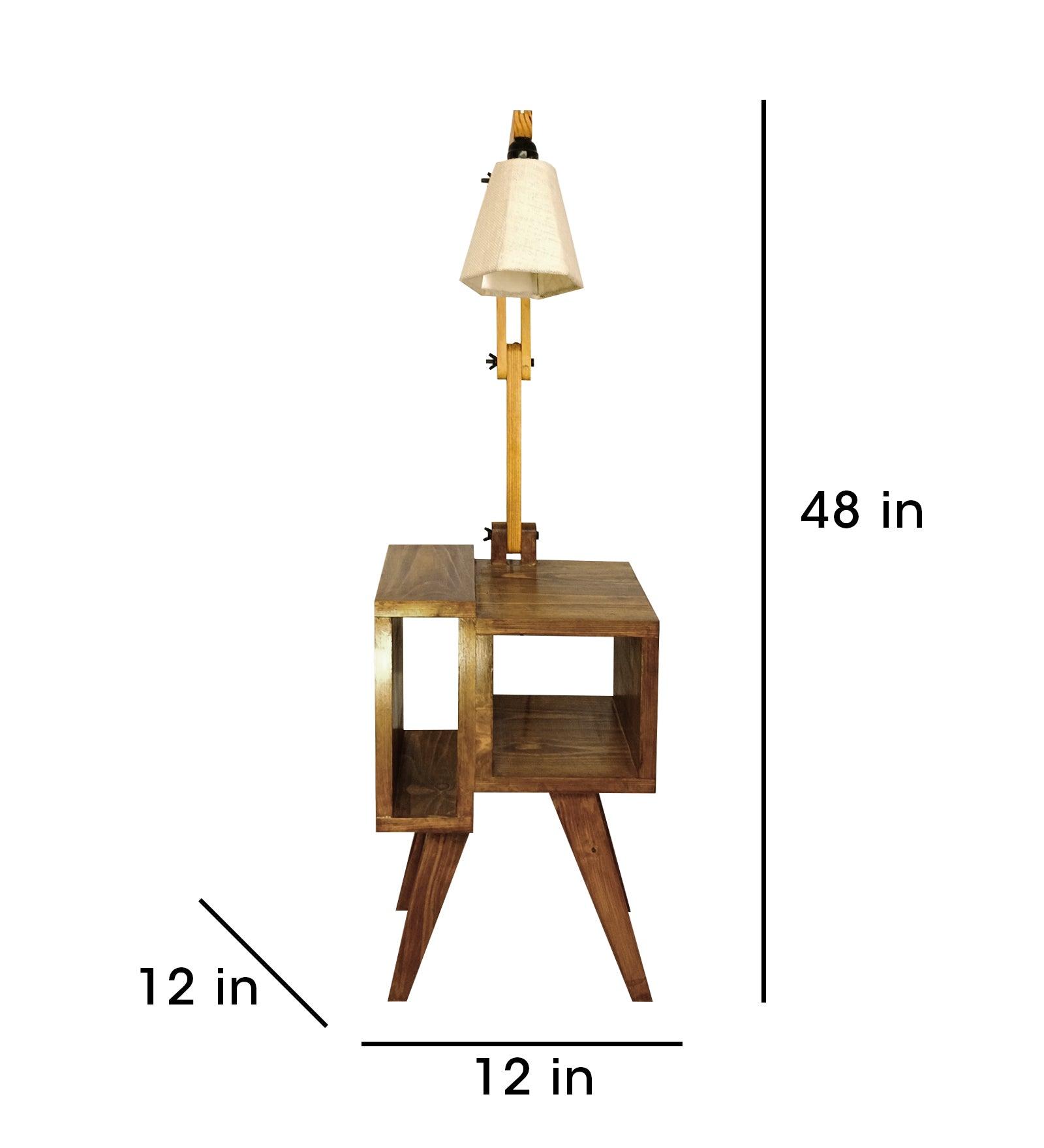 Noel Wooden Floor Lamp with Brown Base and Jute Fabric Lampshade - WoodenTwist