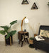 Noel Wooden Floor Lamp with Brown Base and Jute Fabric Lampshade - WoodenTwist