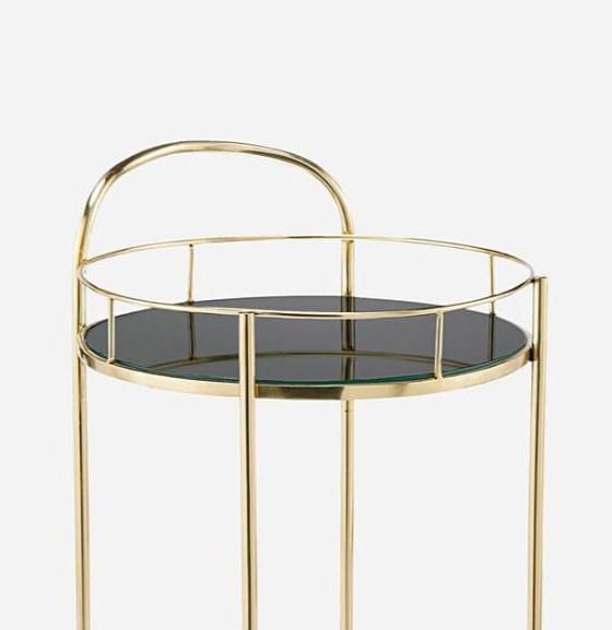 Premium Black Glass Top Serving Cart