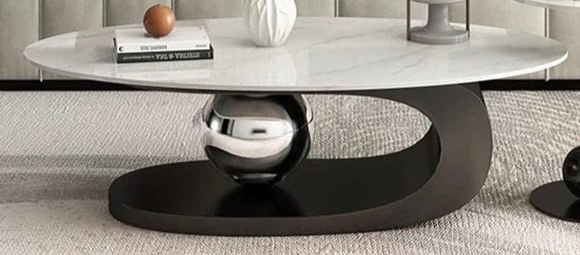 Oval Frame Centre Table with White Marble Top