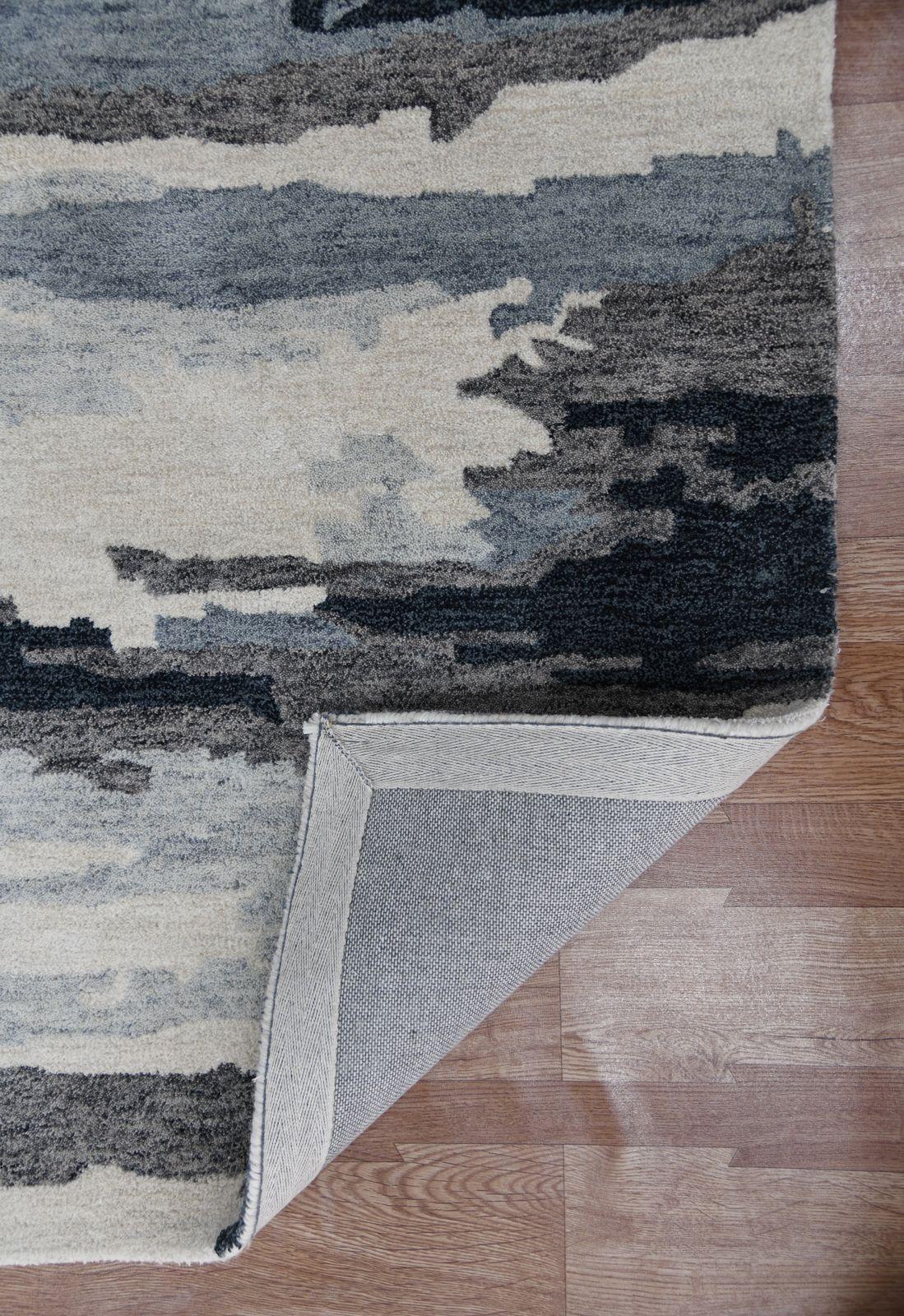 Hand Tufted Abstract Dark Grey Color Carpet - WoodenTwist