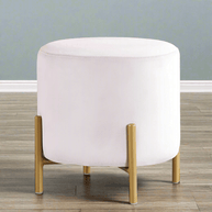 Wooden Twist Luxury Velvet Round Foot Stool Ottoman Pouf - Plush and Stylish Home Decor Accent