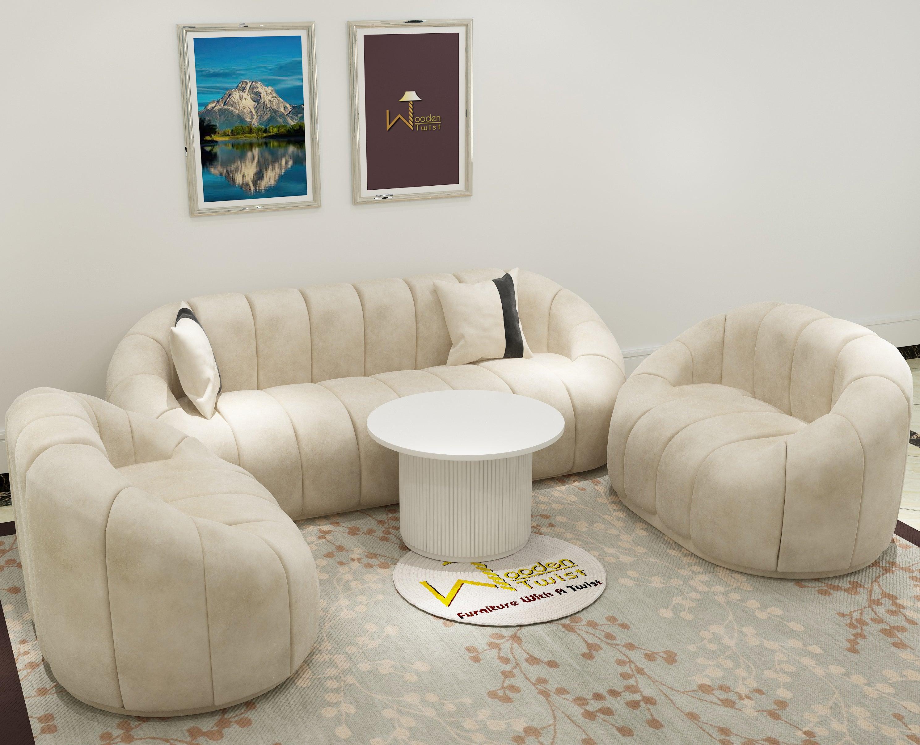 Collin Modern Oval Shape Sofa Set With Center Table - WoodenTwist