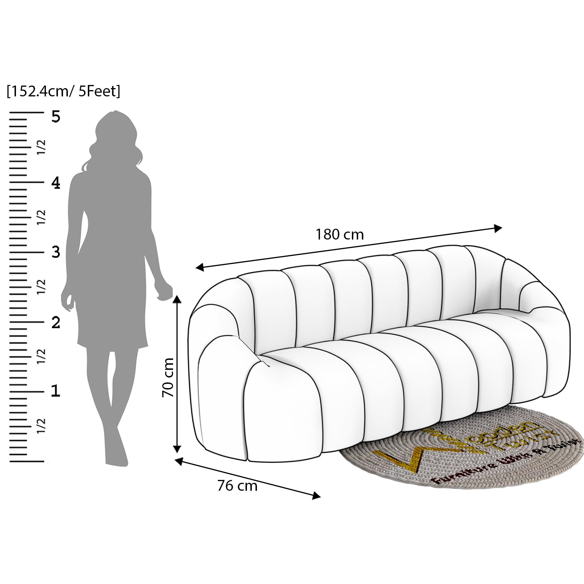 Collin Modern Oval Shape 3 Seater Sofa - WoodenTwist