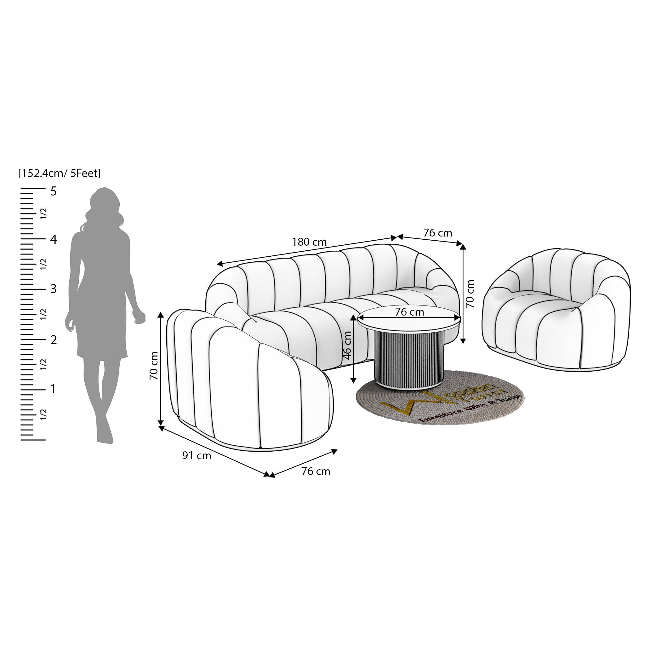 Collin Modern Oval Shape Sofa Set With Center Table - WoodenTwist