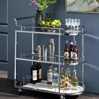 Luxurious Glass and Marble Shelves Trolley