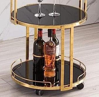 Premium Black Glass Top Serving Cart