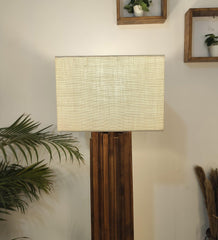 Palisade Wooden Floor Lamp with Premium Beige Fabric Lampshade - WoodenTwist