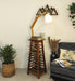 Pascal Wooden Floor Lamp with Brown Base and Jute Fabric Lampshade - WoodenTwist